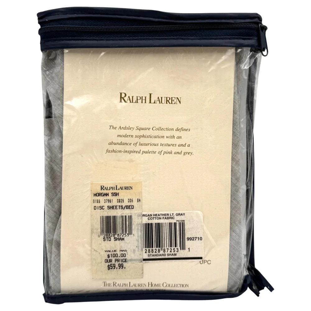 Ralph Lauren (1) Standard Pillow Sham Morgan Heather Light Gray HTF Vintage NOS